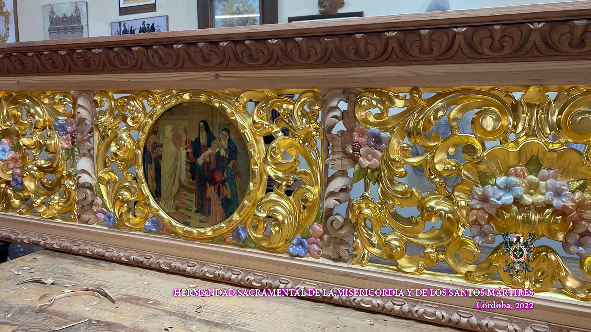 Los trabajos de reforma del paso de palio de Nuestra Señora de las Lágrimas en su Desamparo alcanzan su ecuador en los plazos previstos