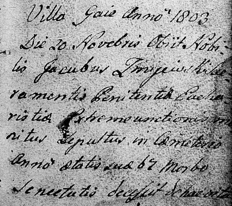 Akt zgonu Jakuba Żmijewskiego z 1803 roku [AD w Płocku]