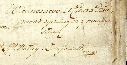 Podpis Mikołaja Żmijowskiego; BJ Rkp. 6636 II, [domena publiczna]