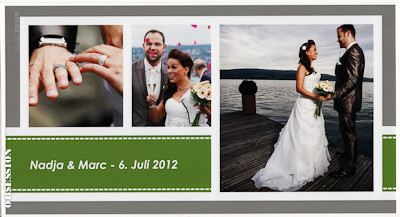 Liebe Alex, Lieber Matthias;  Die Überraschung ist geglückt - vielen herzlichen Dank dafür. Wir hatten super schöne Momente am Fest und einfach einen einzigartigen Tag! An den Ringen haben wir jeden einzelnen Tag Freude. Alles Liebe Marc & Nadia