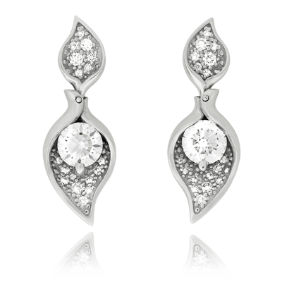 Ohrschmuck in Weissgold mit Brillanten aus der Kalla Kollektion der Goldschmiede OBSESSON in Zürich und Wetzikon.