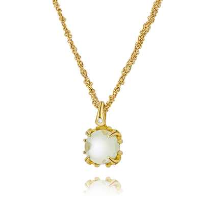 Anhänger mit Kordelkette aus der Schmuckkollektion Gremlin aus Gelbgold mit Chalcedon