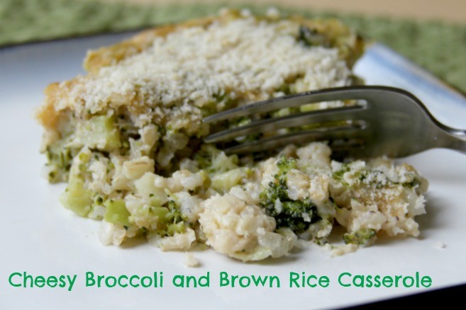 homemade broccoli cheese casserole with brown rice.  Simple, healthy comfort food.  Perfect vegetarian entree or veggie side dish!  www.homemadenutrition.com