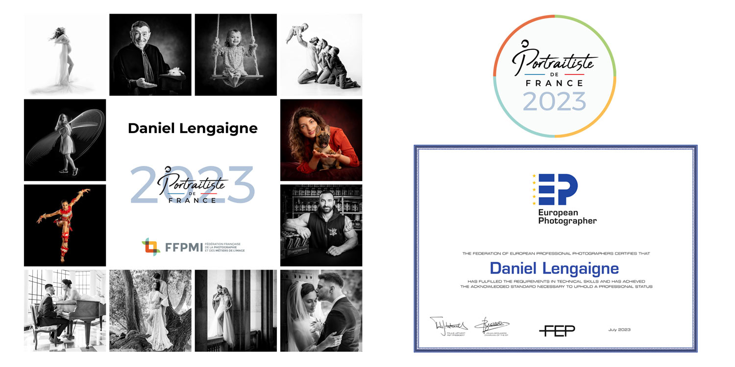 En 2023, Daniel Lengaigne confirme son excellence avec un second titre de Portraitiste de France pour le studio danimages.