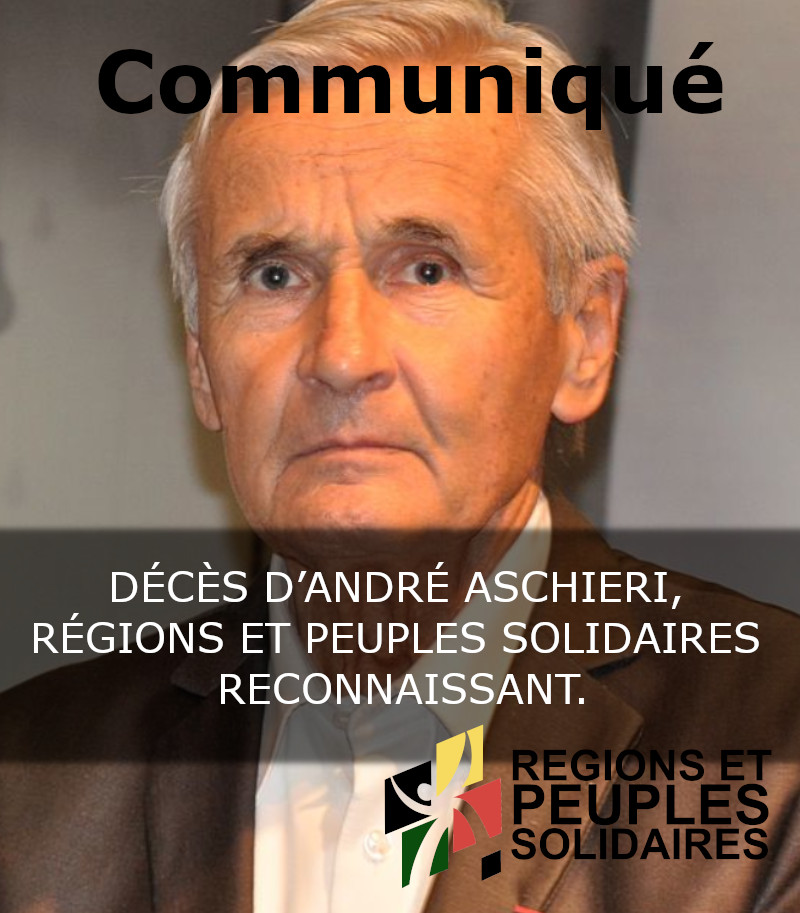 Décès d’André Aschieri, Régions et Peuples Solidaires reconnaissant.