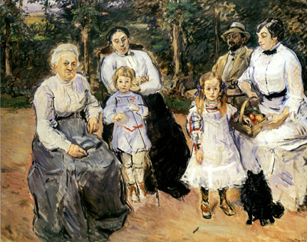 Familie Slevogt im Garten des Landhauses in Godramstein.
