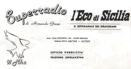Superradio Siracusa intestazione contratto pubblicitario