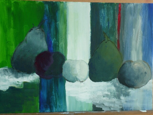 Composition en verts et bleus - Acrylique - 29x42