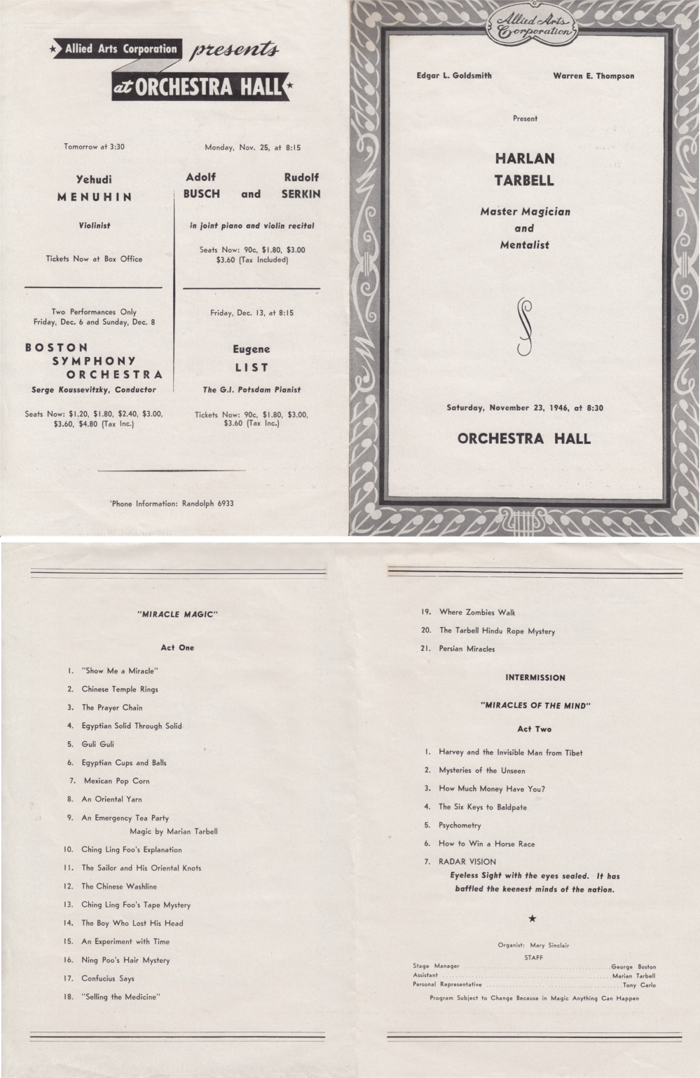 Vierseitiges Programm von 1946