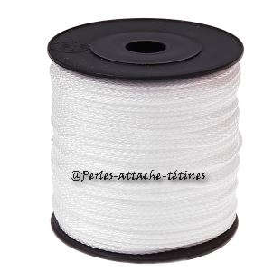 Fil / Cordon / Cordelette polyester pour attache-tétine 1,5mm - BLANC