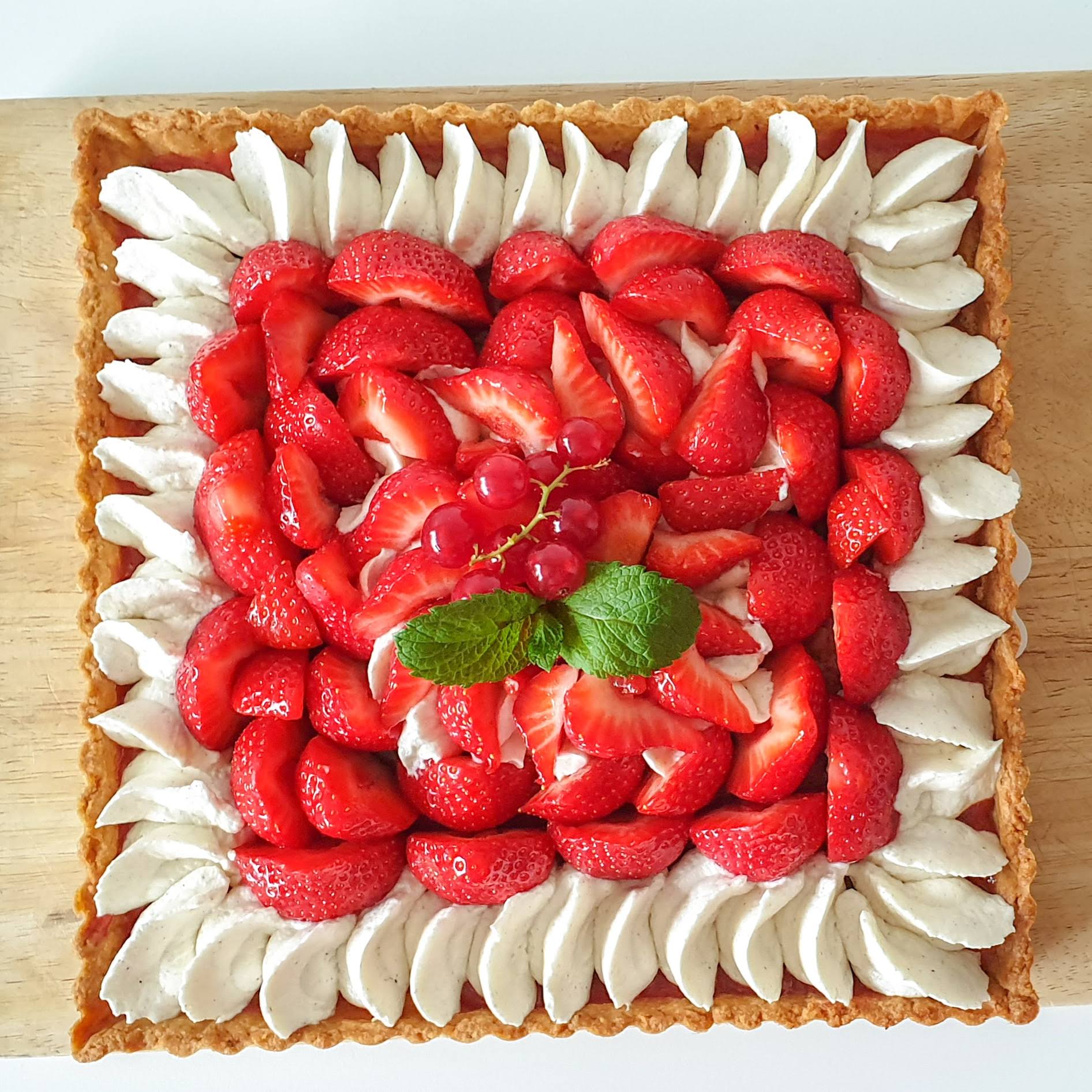 Tarte carrée aux fraises