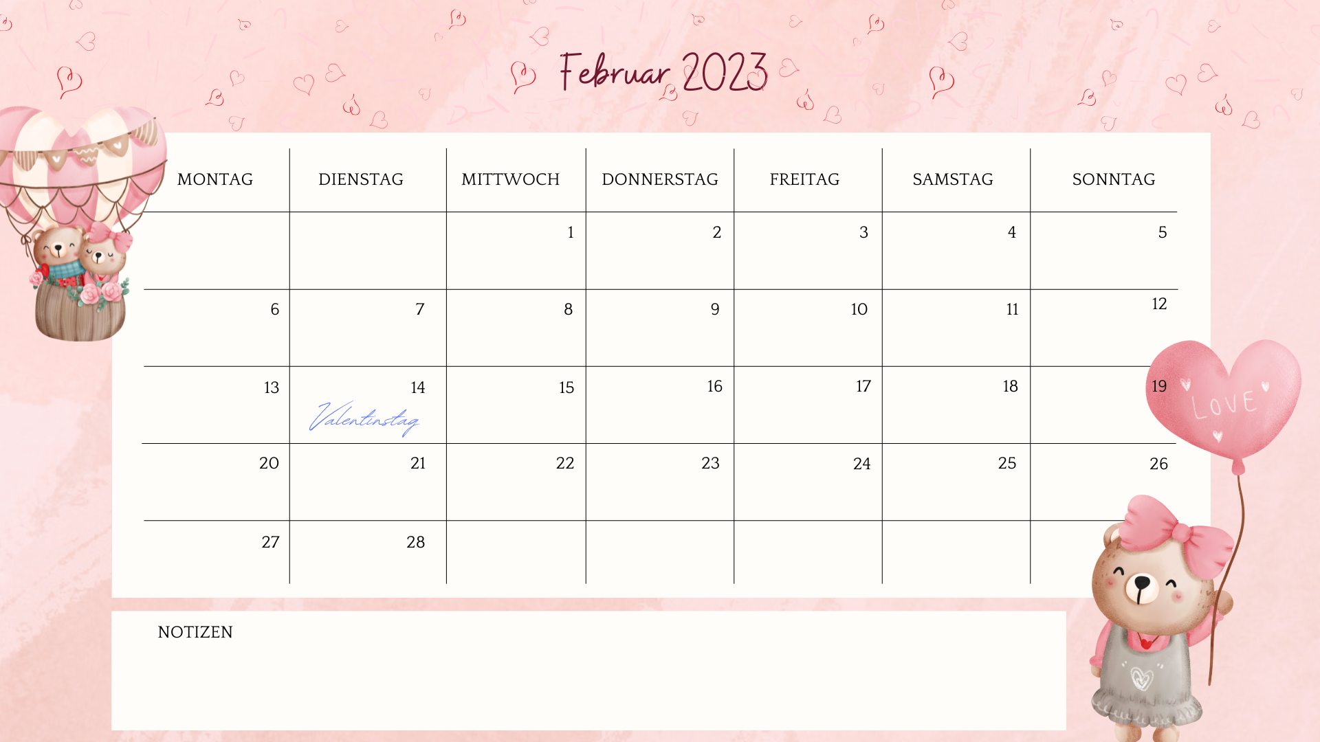 Kalenderblatt Februar 2023