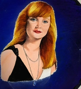 Portrait meiner verstorbenen Mama auf Steinplatte