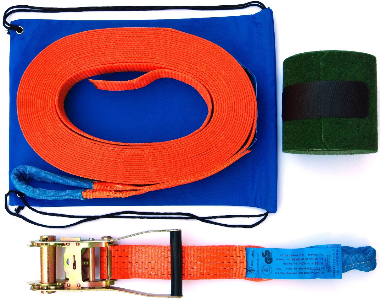 Mamutec special slackline for ground anchors Slackline without trees