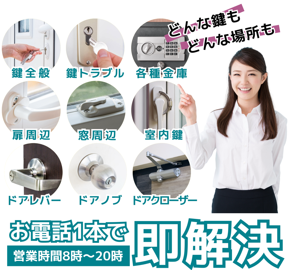 鍵エイト　-　玄関の鍵　店舗の鍵　金庫の鍵　-　鍵のトラブル