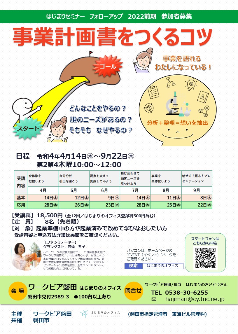 事業計画書をつくるコツ4月開講