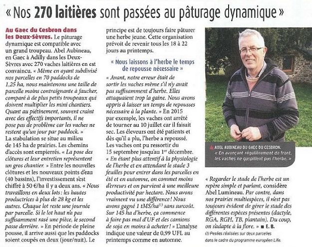 Article de presse Life PTD - Réussir Lait de mars 2017