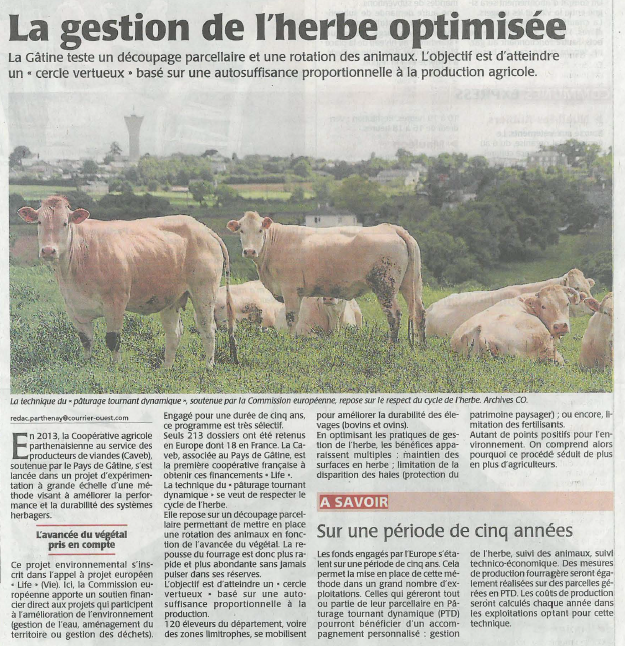 Article de presse Life PTD - Courrier de l'Ouest du 26 septembre 2014