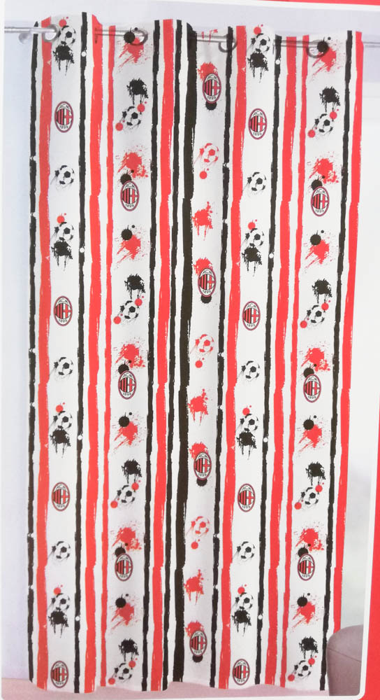 Coppia pannello tenda A.C Milan velata con borchie in acciaio ufficiale 140x290 cm. B831