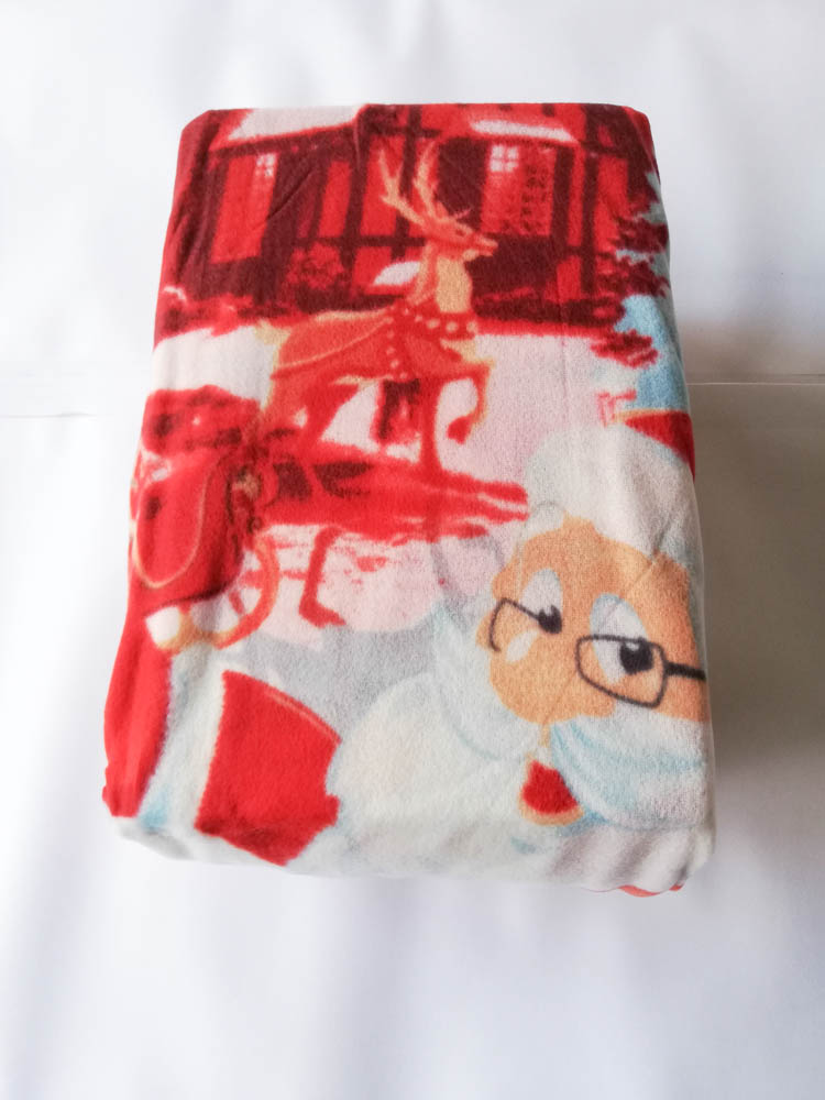 Set lenzuola in pile con stampa digitale 3D natalizia matrimoniale. Dis. Babbo Natale. B663
