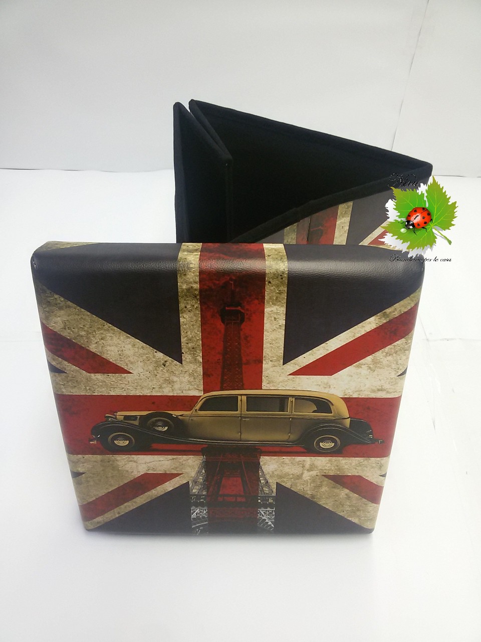 Smart Pouf contenitore salvaspazio in simil pelle. Dis,Auto. Art.A538