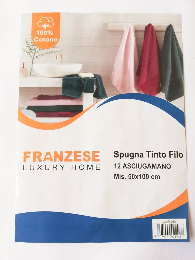 Set asciugamani 12 solo viso in spugna 100% cotone tinta unita. B890