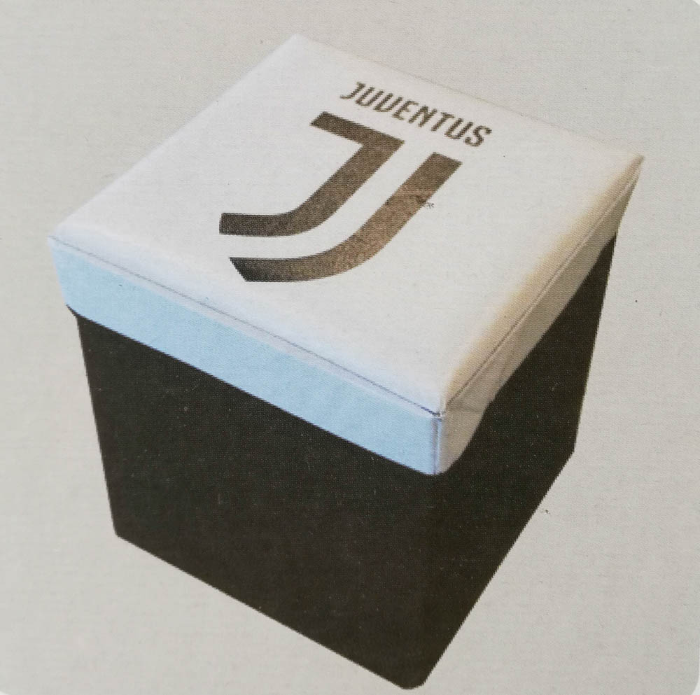 Pouf contenitore pieghevole F.C. Juventus ufficiale salva spazio imbottito. B699