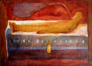 Still here     aquarel op paneel. 14x20    2009