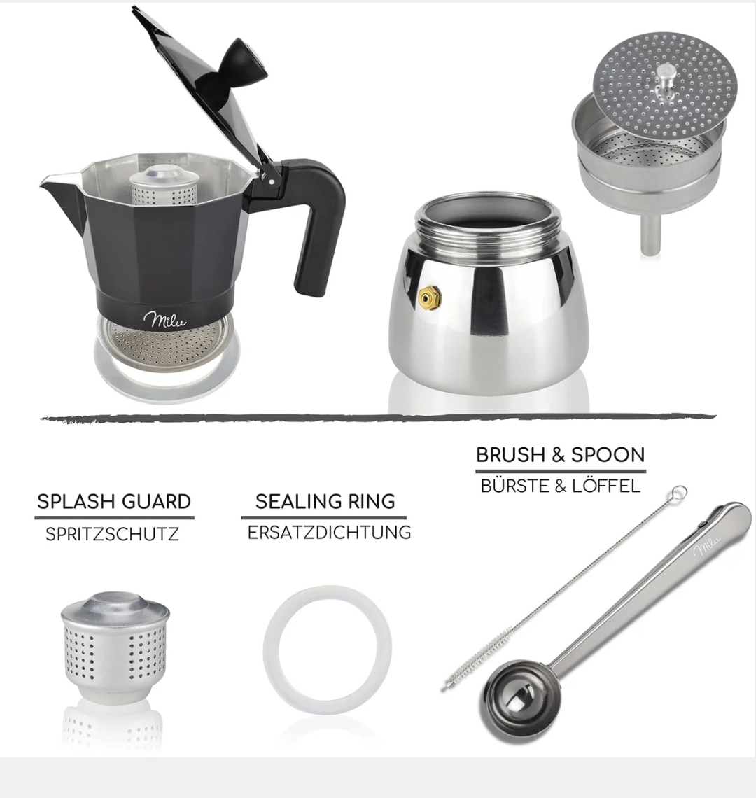 Espressokocher Induktion geeignet 3 - 9 Tassen