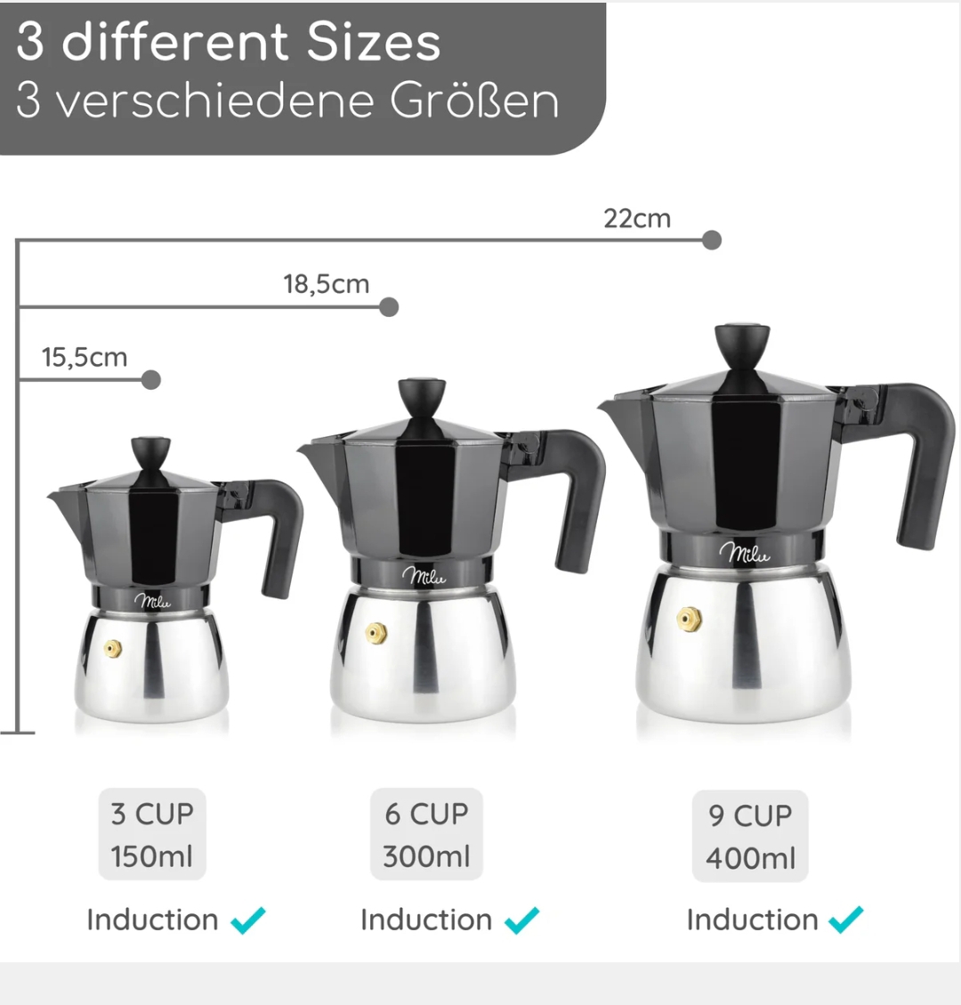 Espressokocher Induktion geeignet 3 - 9 Tassen