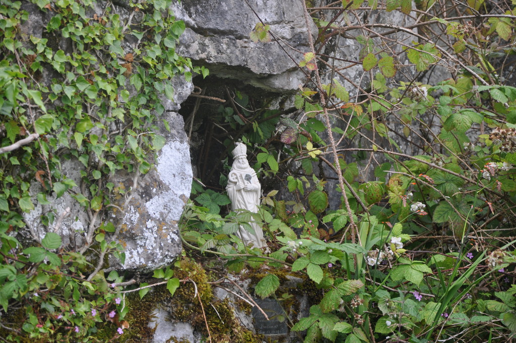 Statue de Saint Patrick dans un petit sanctuaire en pleine nature