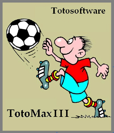 Der geniale Fußballer Max kickt einen Ball. Es ist das Logo für das beliebte Totoprogramm "TotoMax3"