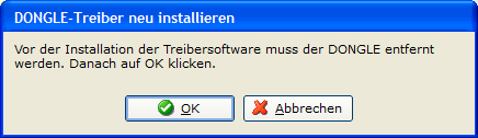 TotoMaxIII meldet, dass der Dongle vor der Installation der Software zuerst entfernt werden soll