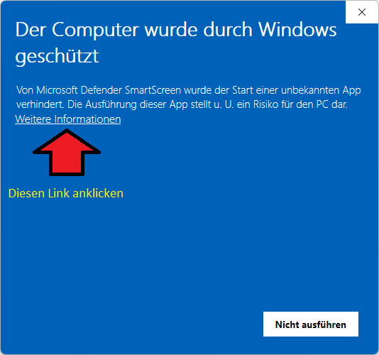 Der Defender von Windows warnt erst mal vor TotoMaxIII weil er ihn nicht kennt