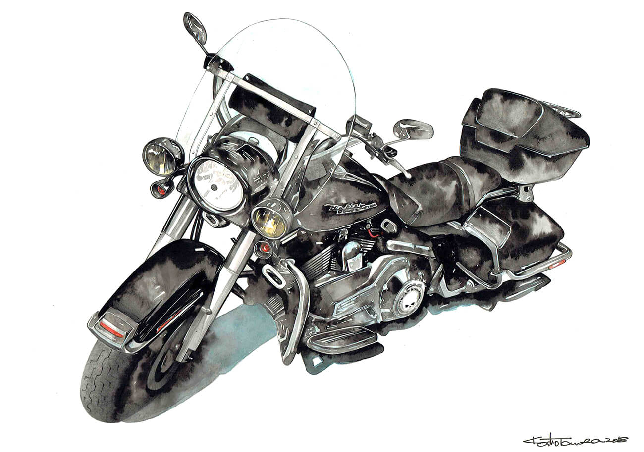 Harley Davidsonのイラスト プロイラストレータが描くリアルなイラストです