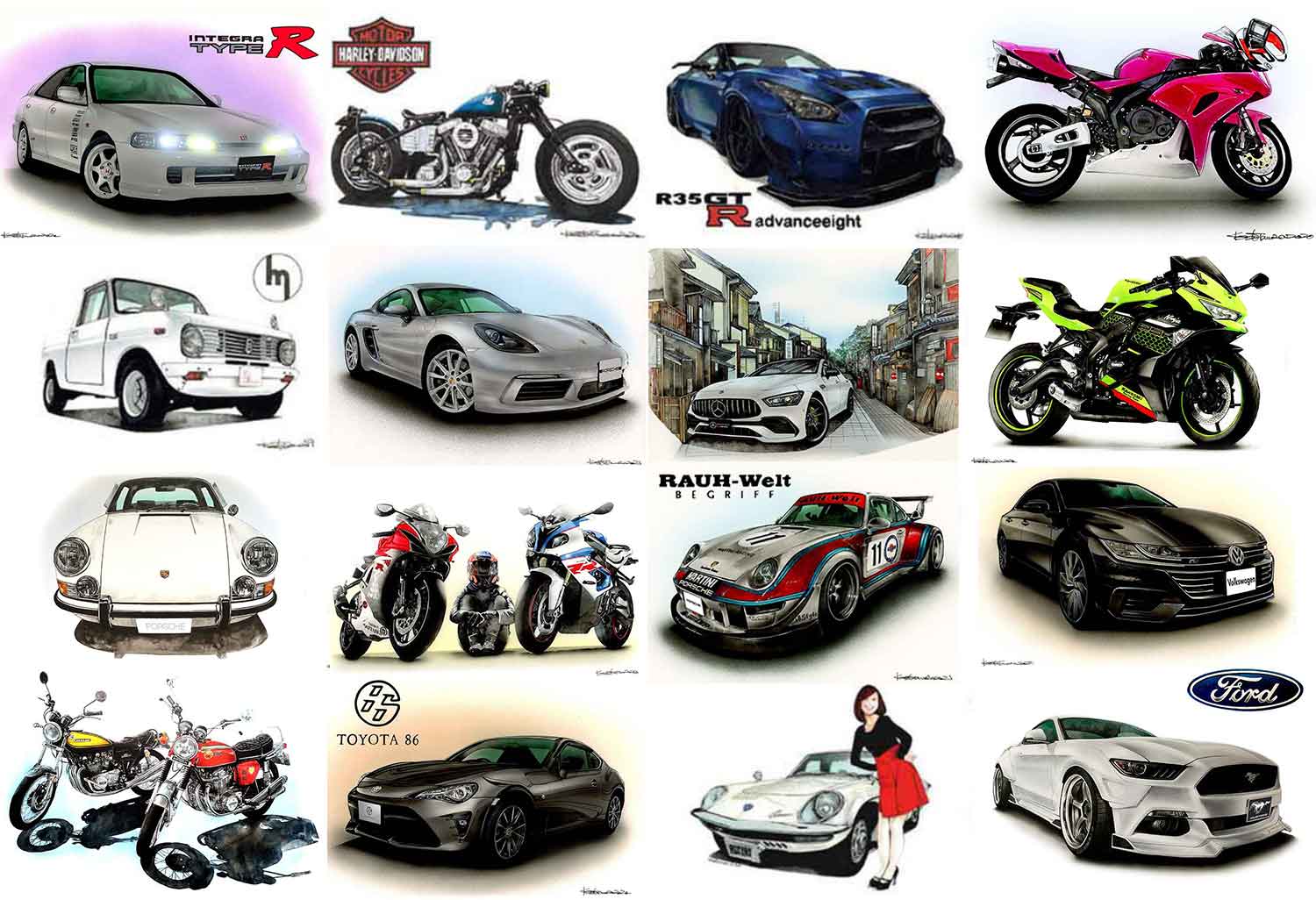 車・バイク・似顔絵などイラストオーダー