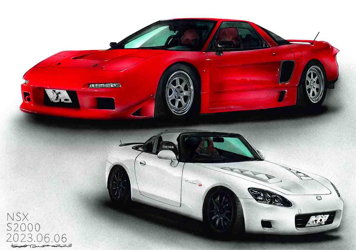 NSXとS2000 - プロイラストレーターがオーダー制作します NSXとS2000 - プロイラストレーターがオーダー制作します