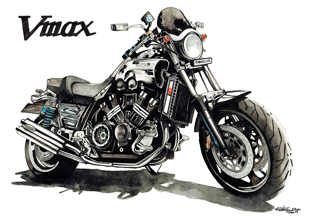 Yamaha Vmax プロのイラストレータが描くリアルな手描きイラストです