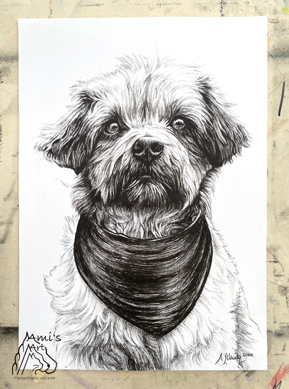 Mischling Matti, Pigmentliner, A5.