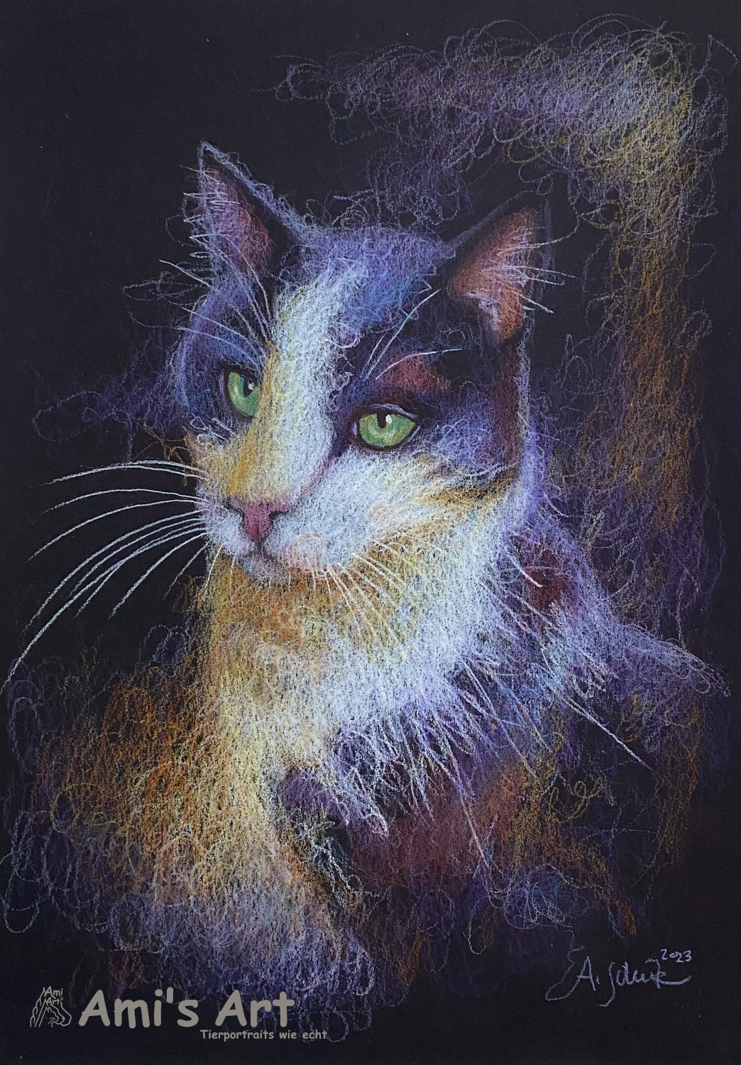 Kater Sammy, Regenbogenskizze, A5.