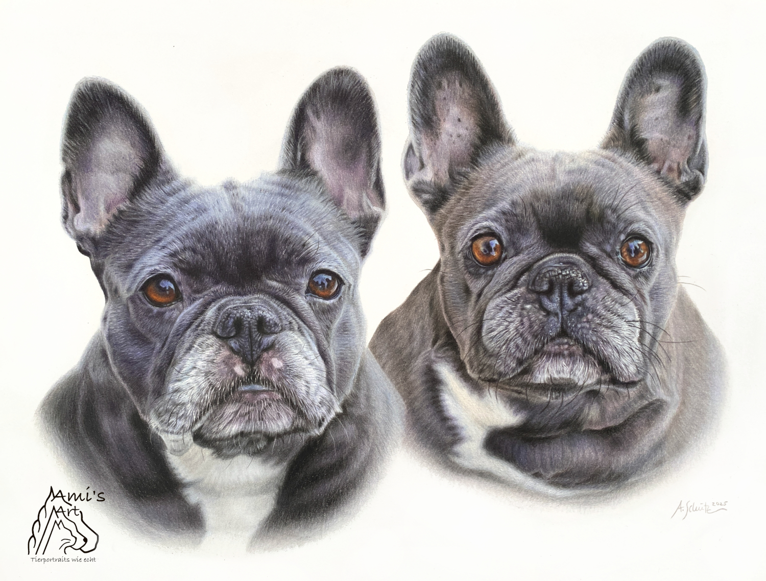 Französische Bulldoggen Peanut Pixel, A3. 