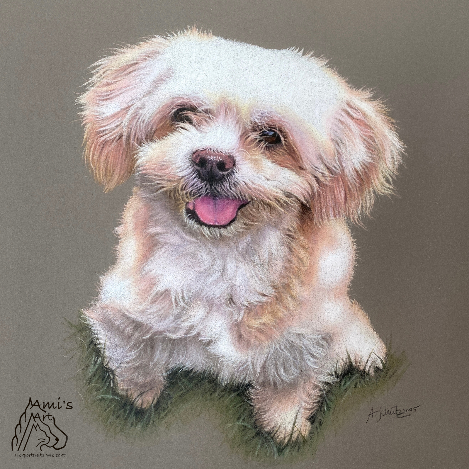 Hundeportrait gezeichnet von Ami Schütz.