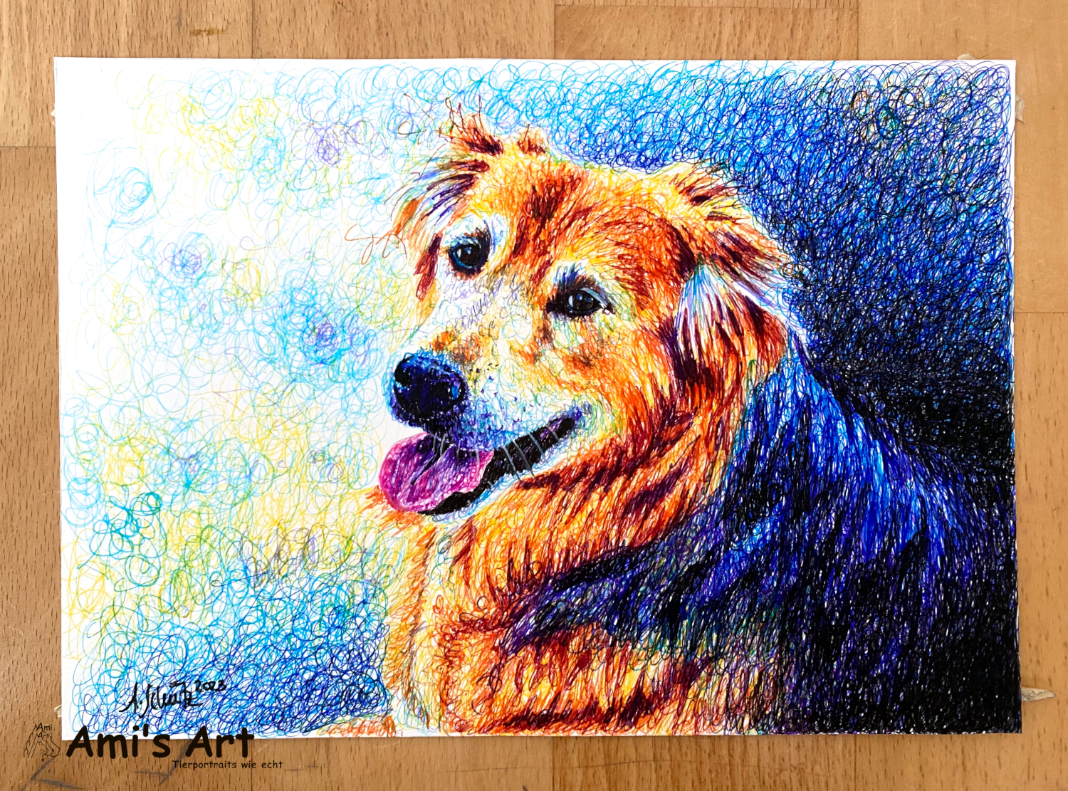 Mischling Inka, Regenbogenskizze, A5. 