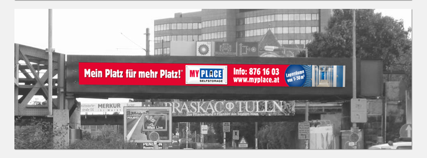 Werbebanner Wien 13 West-Einfahrt MyPlace-SelfStorage