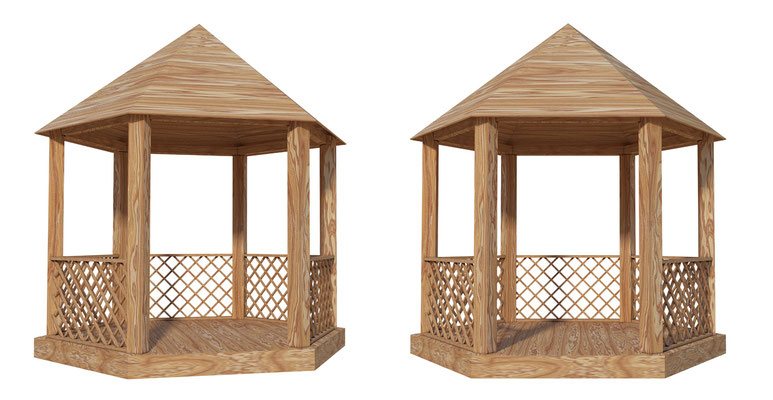 Put a unique twist on the traditional gazebo with a peaked roof. This sleek look fits seamlessly with modern architecture and has a city flair. 