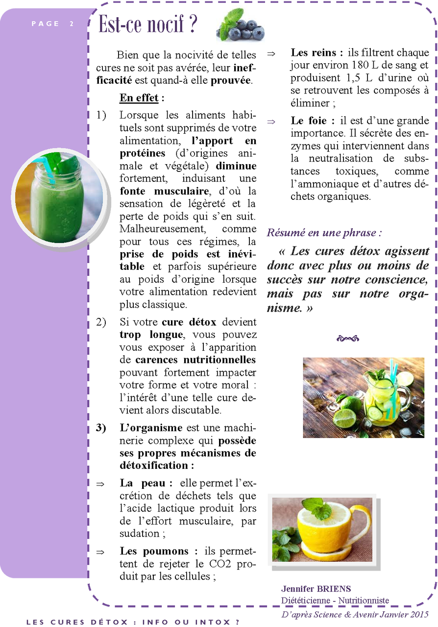 Les cures détox : info ou intox ? - Diététicienne Les cures détox : info ou intox ? - Diététicienne