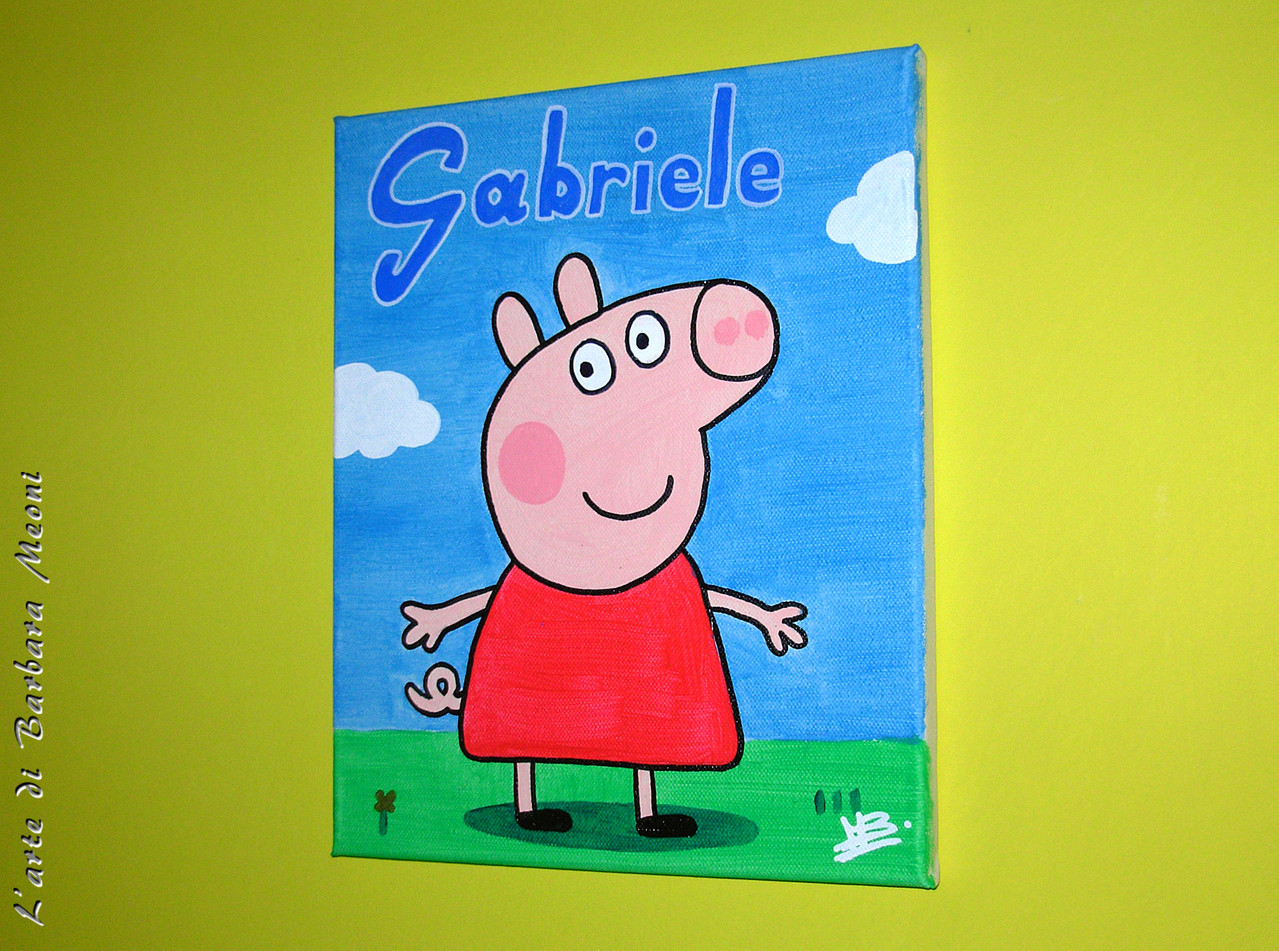 Peppa pig-Acrilico su tela 25x30 cm