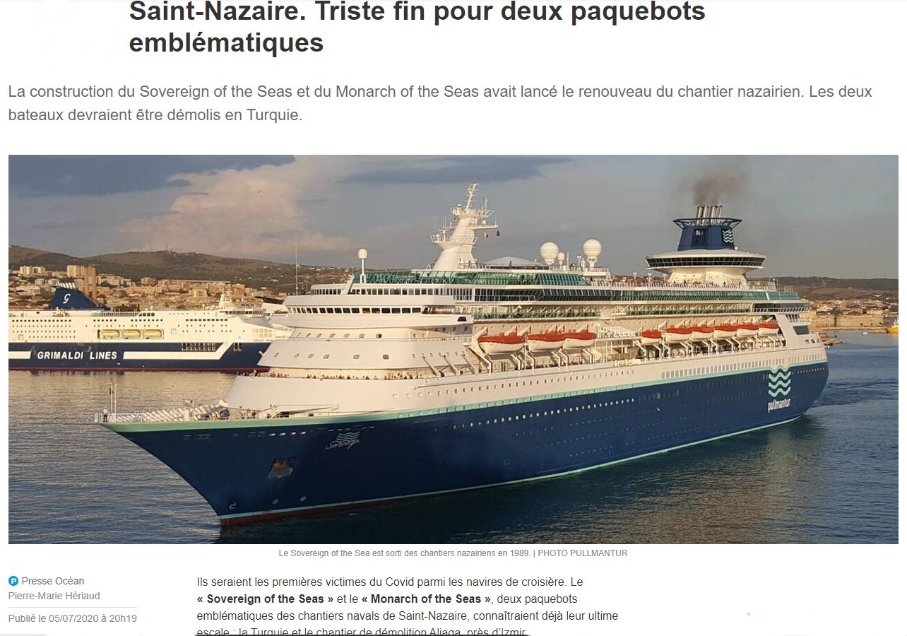 La Compagnie De Croisiere Espagnole Pullmantur Depose Le Bilan Deux De Ses Navires Construits A Saint Nazaire Seront Demanteles Site De Jldesmonts