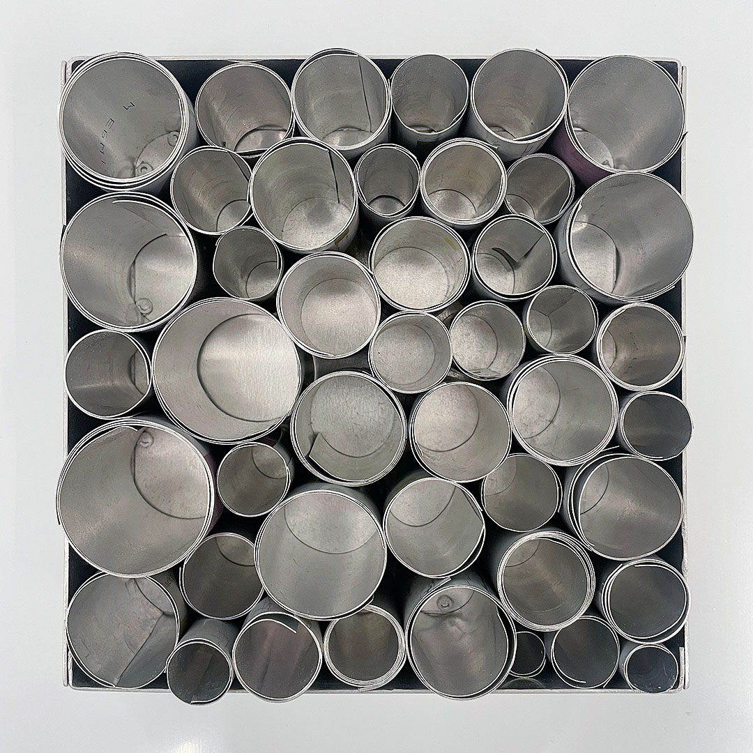 BXAL_01 2024, Aluminium, Offsetplatten gerollt, 19,5x19,5x8,5 cm