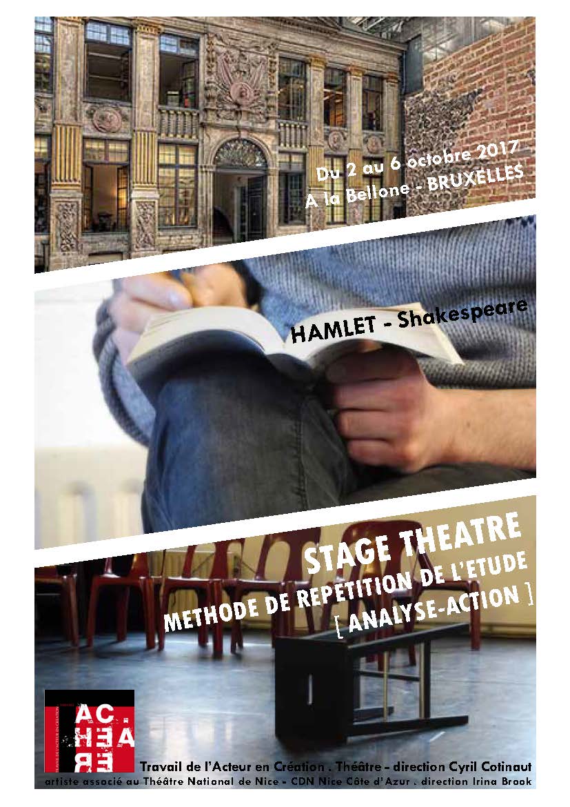 Stage - Laboratoire autour d'HAMLET à la Bellone - Bruxelles - 2 au 6 Octobre 2017